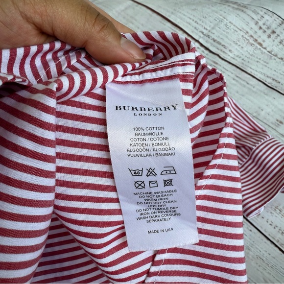 Burberry‎ Red & White Striped Dress Shirt – Men’s 16R – Made in USA - Picture 4 of 5